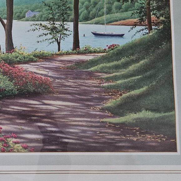 LAKESIDE VIEW PICTURE WOOD FRAMED  JUST BREATHTAKING SIGNED BY ARTIST - Picture 6 of 6